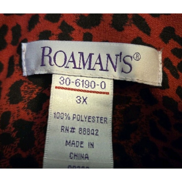 VTG Roamans Shirt Womens 3X Blouse Animal Print Red Leopard Cheetah Velvet Artsy - Picture 5 of 8